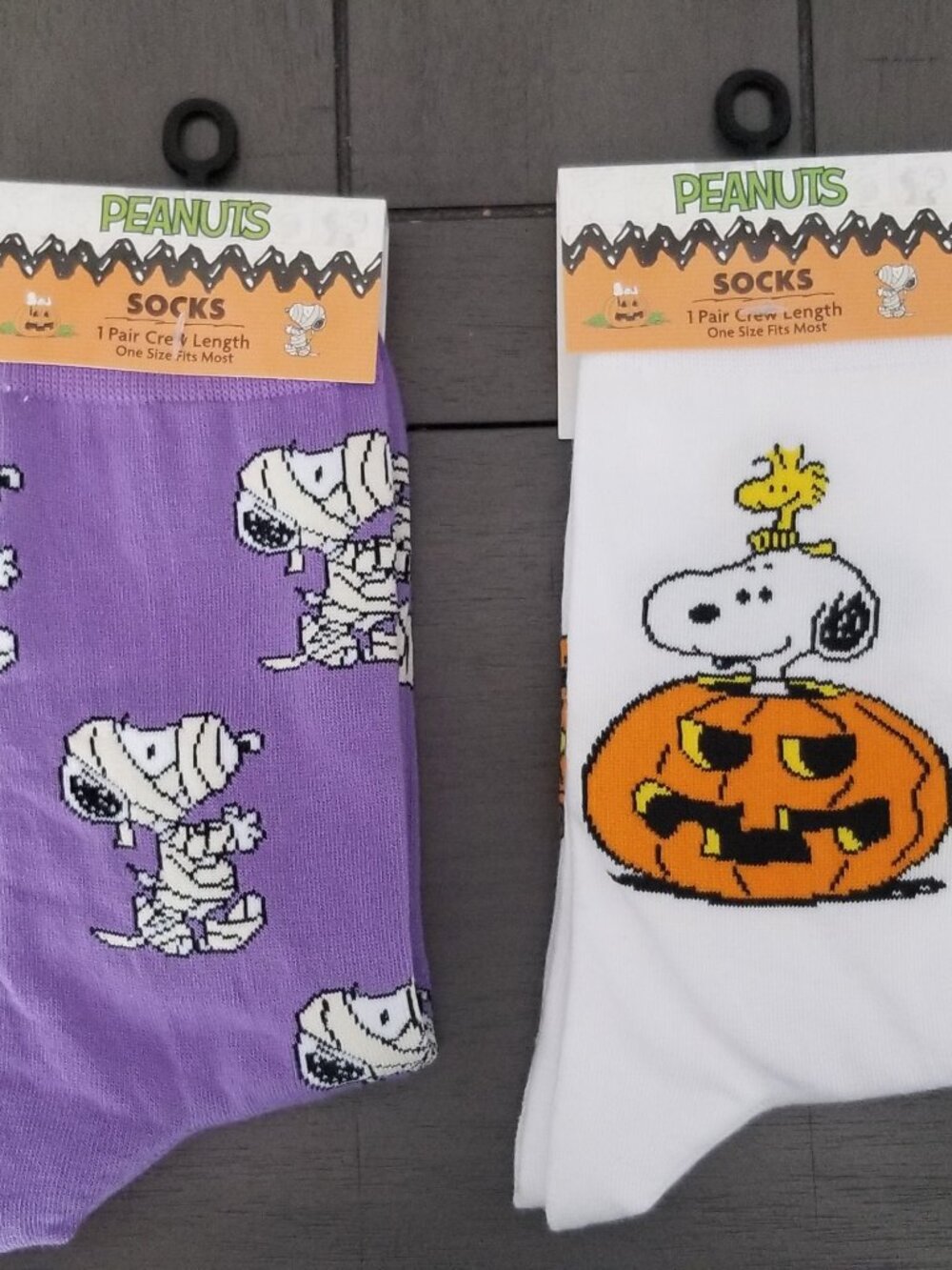 Peanuts Snoopy Halloween Jack-o'-lantern & Mummy Novelty Crew Socks Bundle